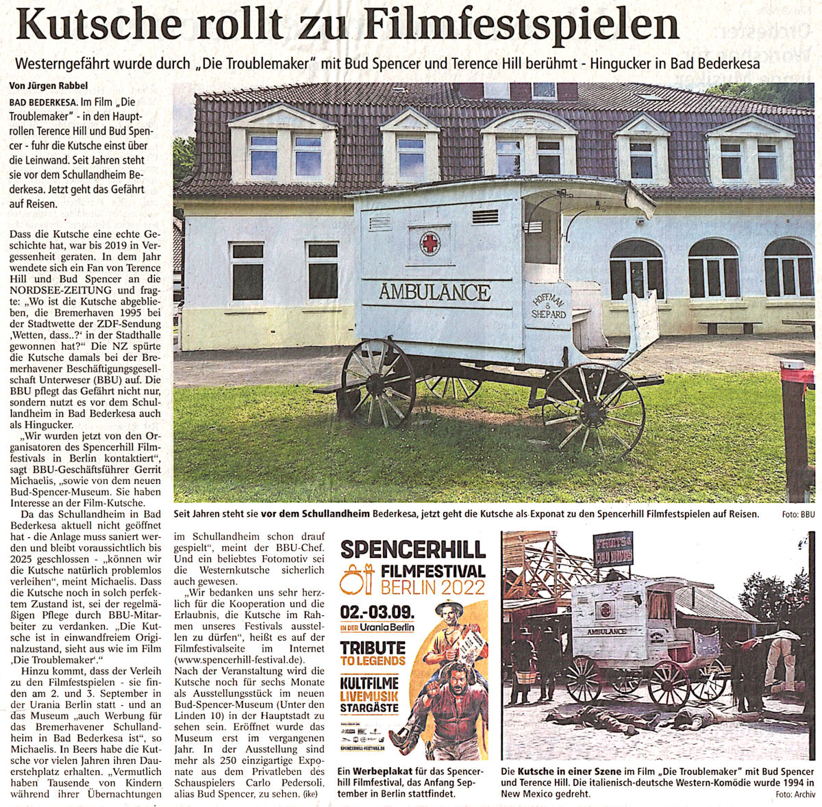 Artikel aus der Nordsee-Zeitung vom 8. August 2022 Artikel aus der Nordsee-Zeitung vom 8. August 2022