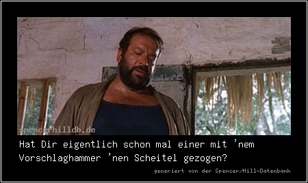 Hat Dir eigentlich schon mal einer mit 'nem Vorschlaghammer 'nen Scheitel gezogen?