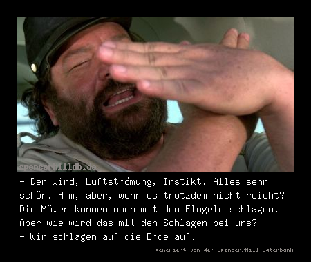 - Der Wind, Luftströmung, Instikt. Alles sehr schön. Hmm, aber, wenn es trotzdem nicht reicht? Die Möwen können noch mit den Flügeln schlagen. Aber wie wird das mit den Schlagen bei uns?
- Wir schlagen auf die Erde auf.